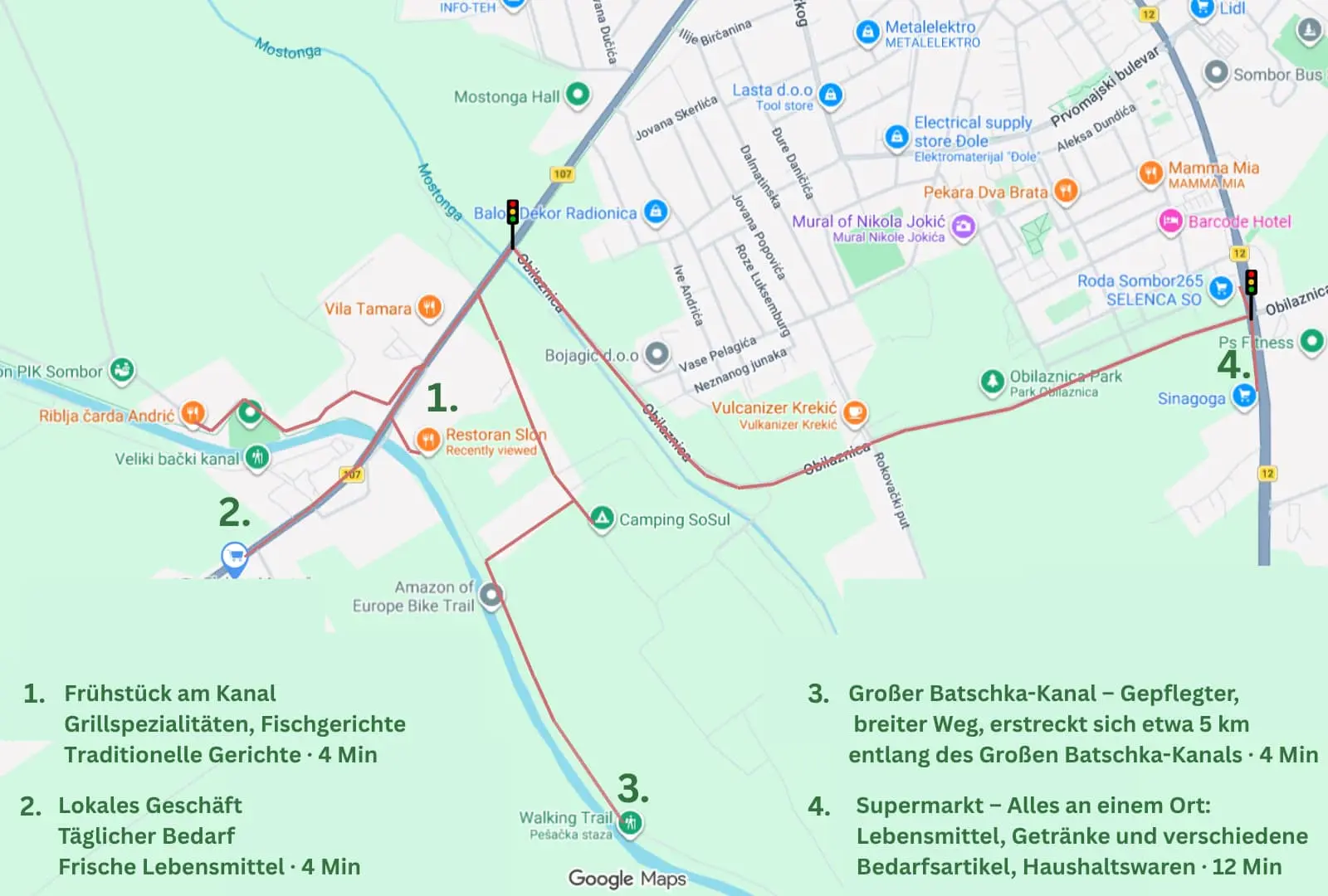 Camping Sosul - Karte der Sehenswürdigkeiten in der Umgebung